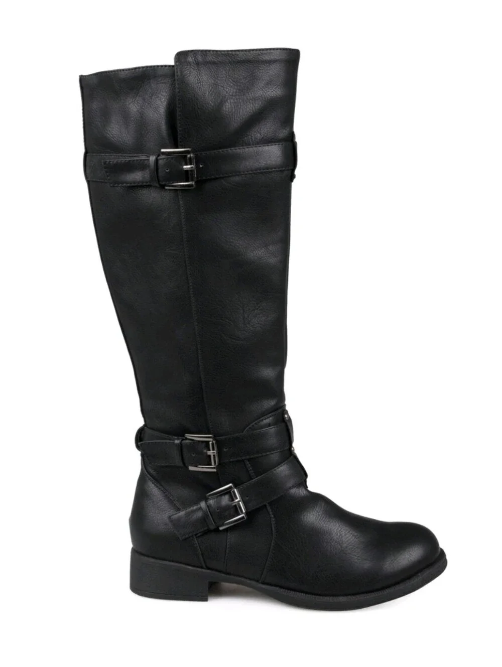 Journee Collection Black Over-the-Knee Wide Calf Buckle Riding Boots